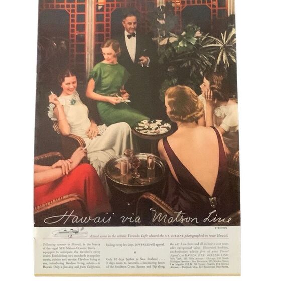 Vintage 1935 Matson Line Cruise Hawaii Via Ad Advertisement - Picture 4 of 4